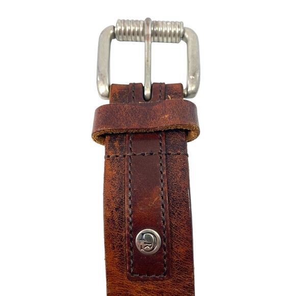 Vintage Closed Studded Leather Belt Brown Moto Western Y2K  32\